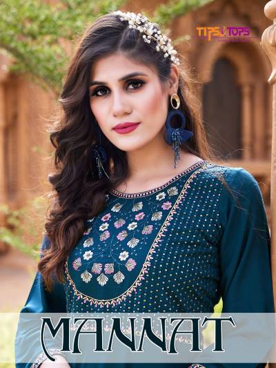 Mannat Tips&Tops Partywear Rayon Gown Style Kurti Collection